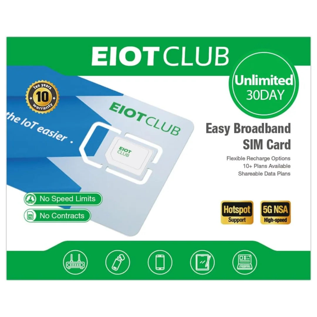 EIOTCLUB Unlimited Data IoT SIM Card USA Coverage 30 Day