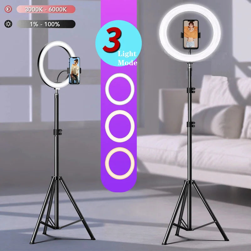 10 Inch LED Selfie Ring Light Dimmable Bi Color 3200K 5600K