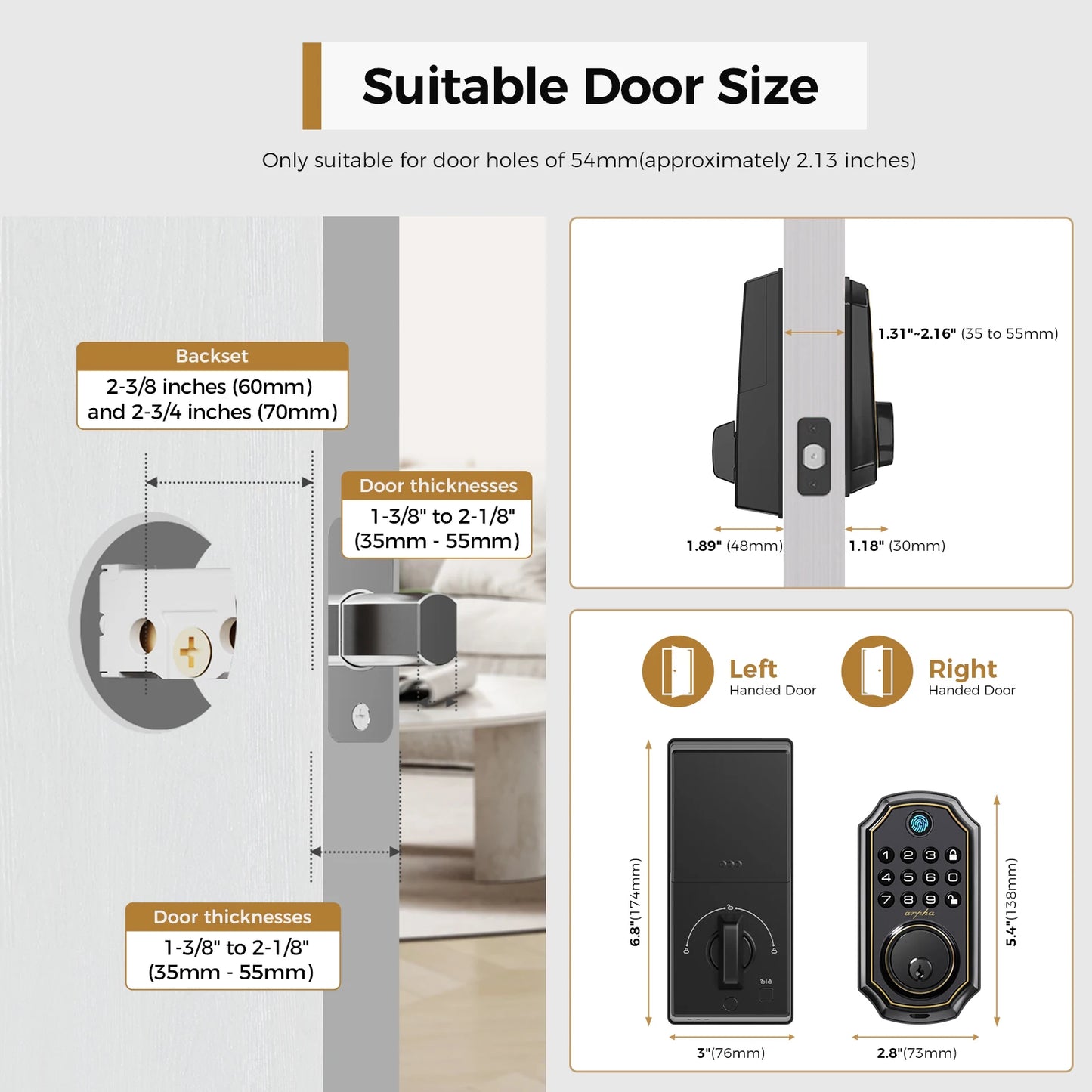 Arpha D280 Keyless Entry Lock 5 In 1 Fingerprint Deadbolt