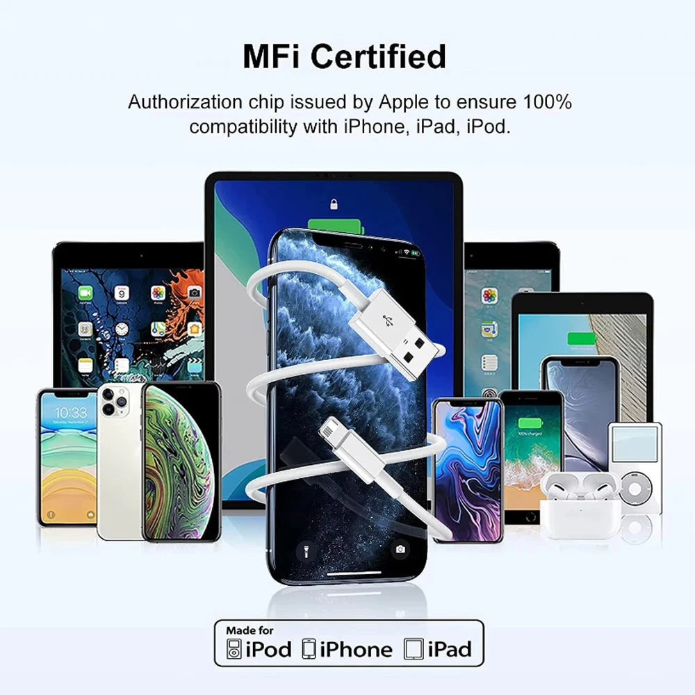 5 Pack 10ft USB A to Lightning Cables for iPhone 14 13