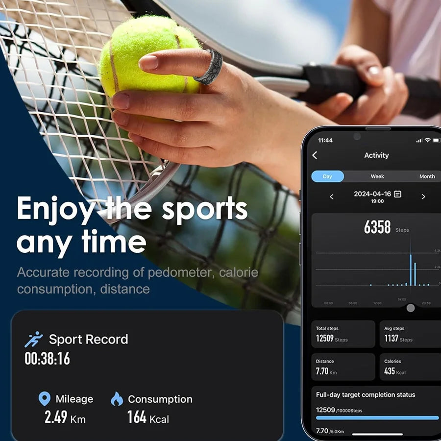 Smart Vintage Ring With Activity Tracker And Message Alerts