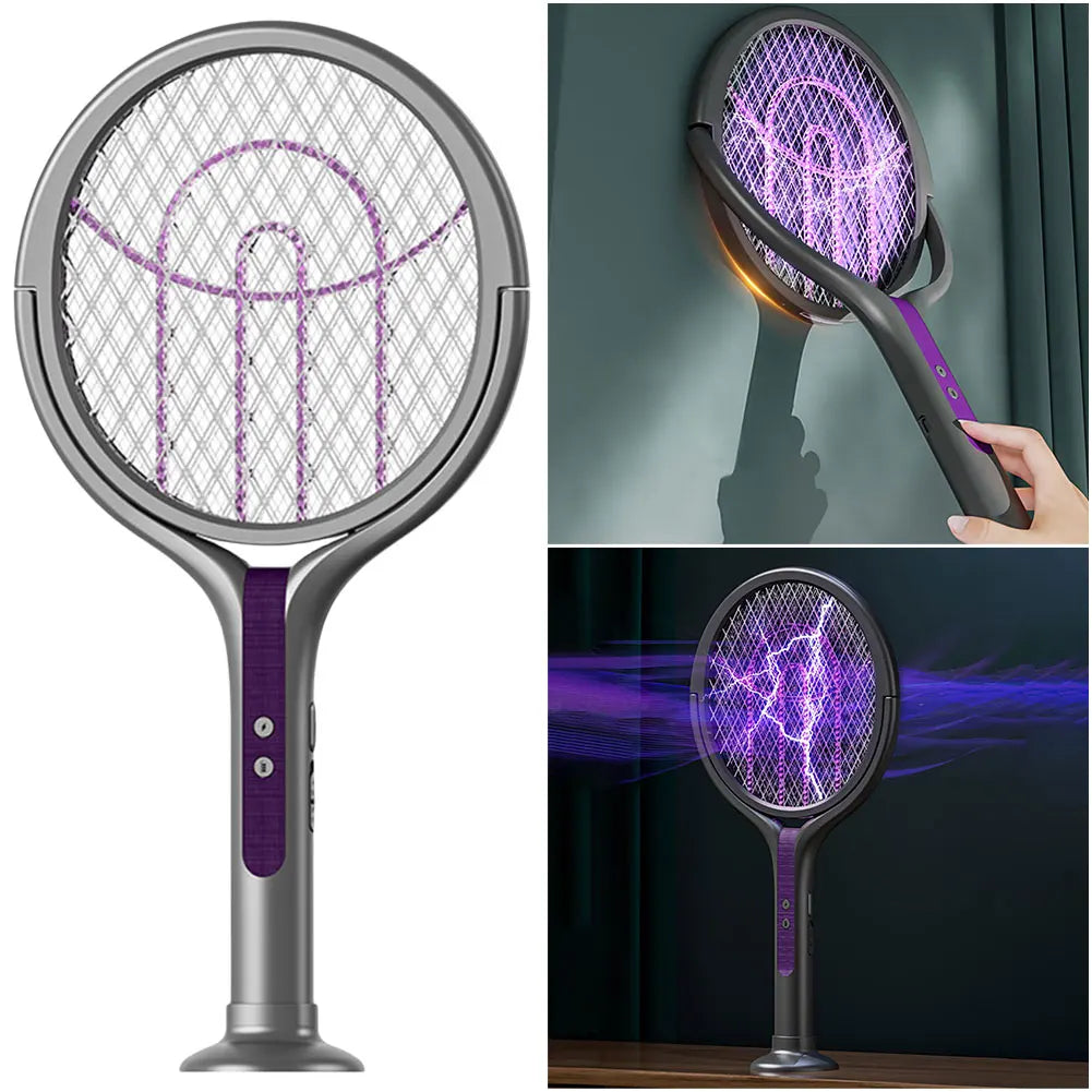 alloet Rotating Head Bug Zapper Racket 2-in-1 Mosquito Swatter