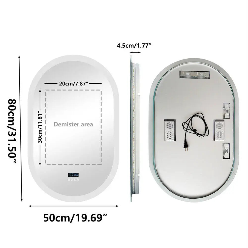 Borwart Oval Led Bathroom Mirror Wall Mount With Bluetooth