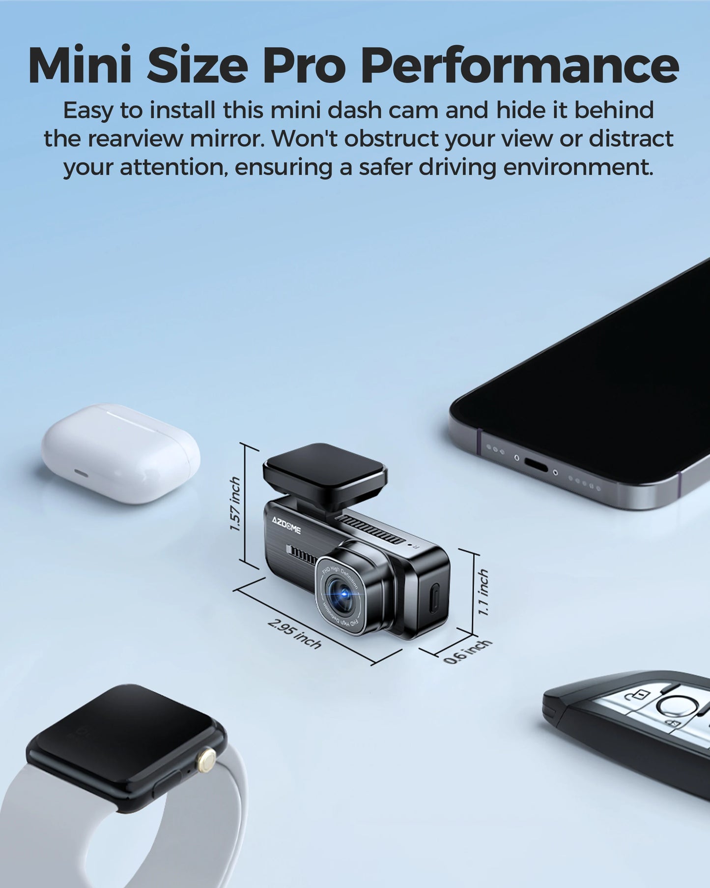 AZDOME M200 Dash Cam 1080P Built In WiFi App Control