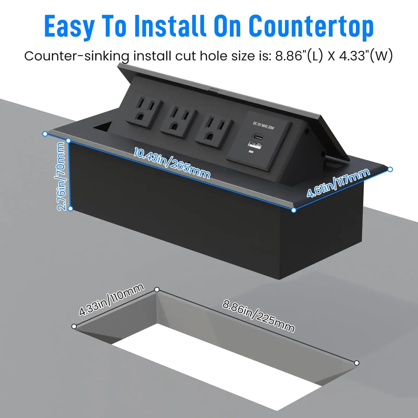 Conference Table Power Outlet PD20W Type C Fast Charging Hub