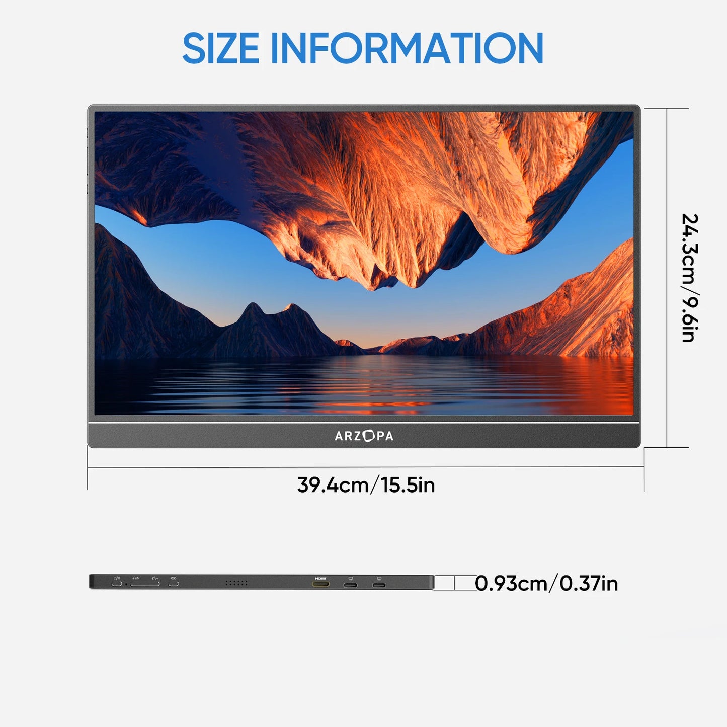 Arzopa 17.3 Inch FHD Portable Monitor USB C HDMI IPS