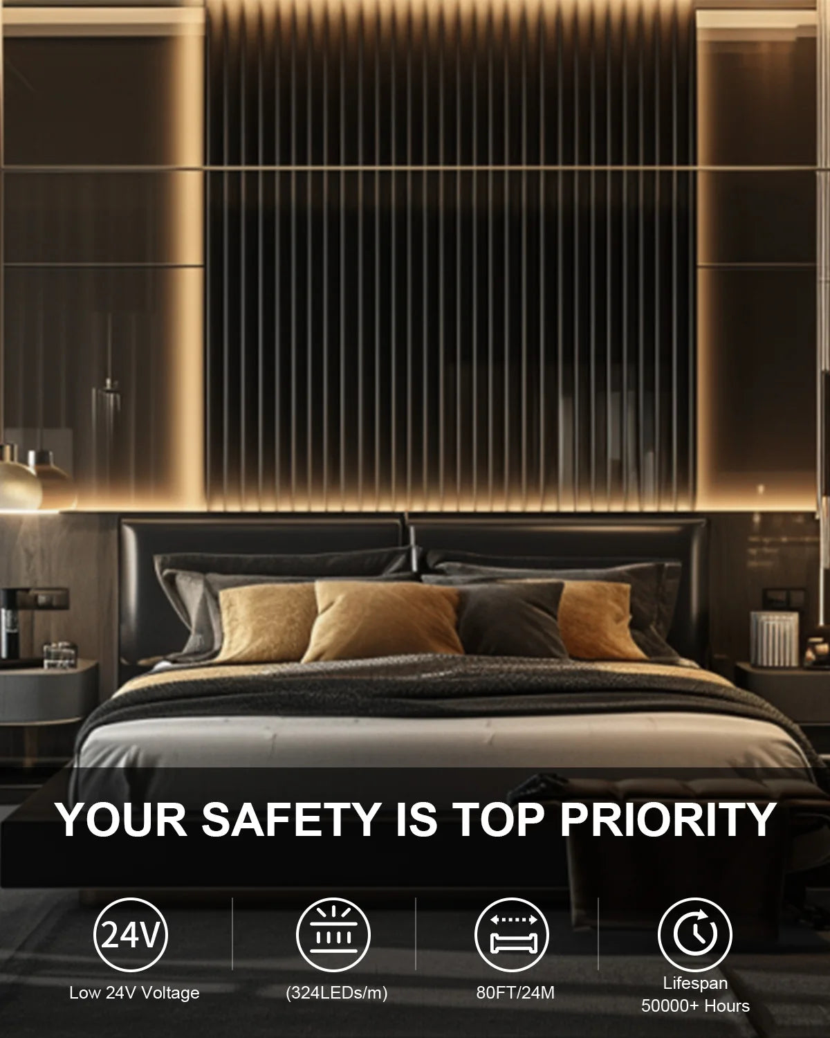 COB Led Strip Light 24V 3000K Dimmable RF Remote Kitchen