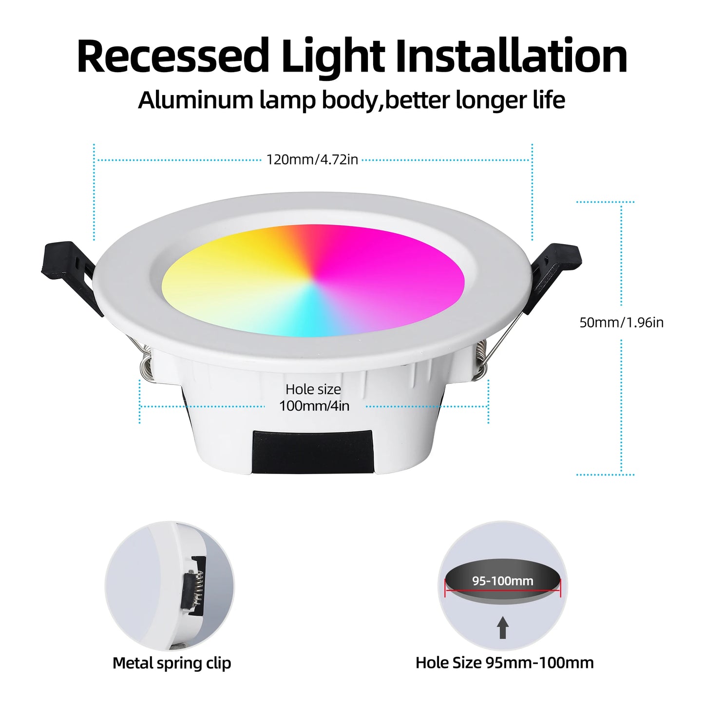 Smart Zigbee 3.0 LED Downlight 4 Inch RGB CW WW Recessed