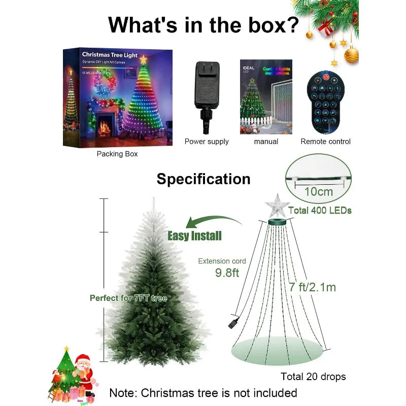 Auto Spinning RGB Christmas Tree Lights With Remote Control 11 Modes 300 LED