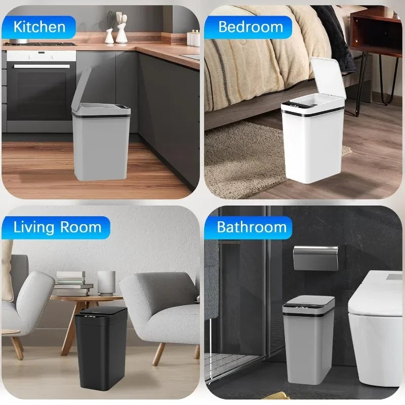 Slim Motion Sensor 3 Pack Bathroom Trash Cans For Home