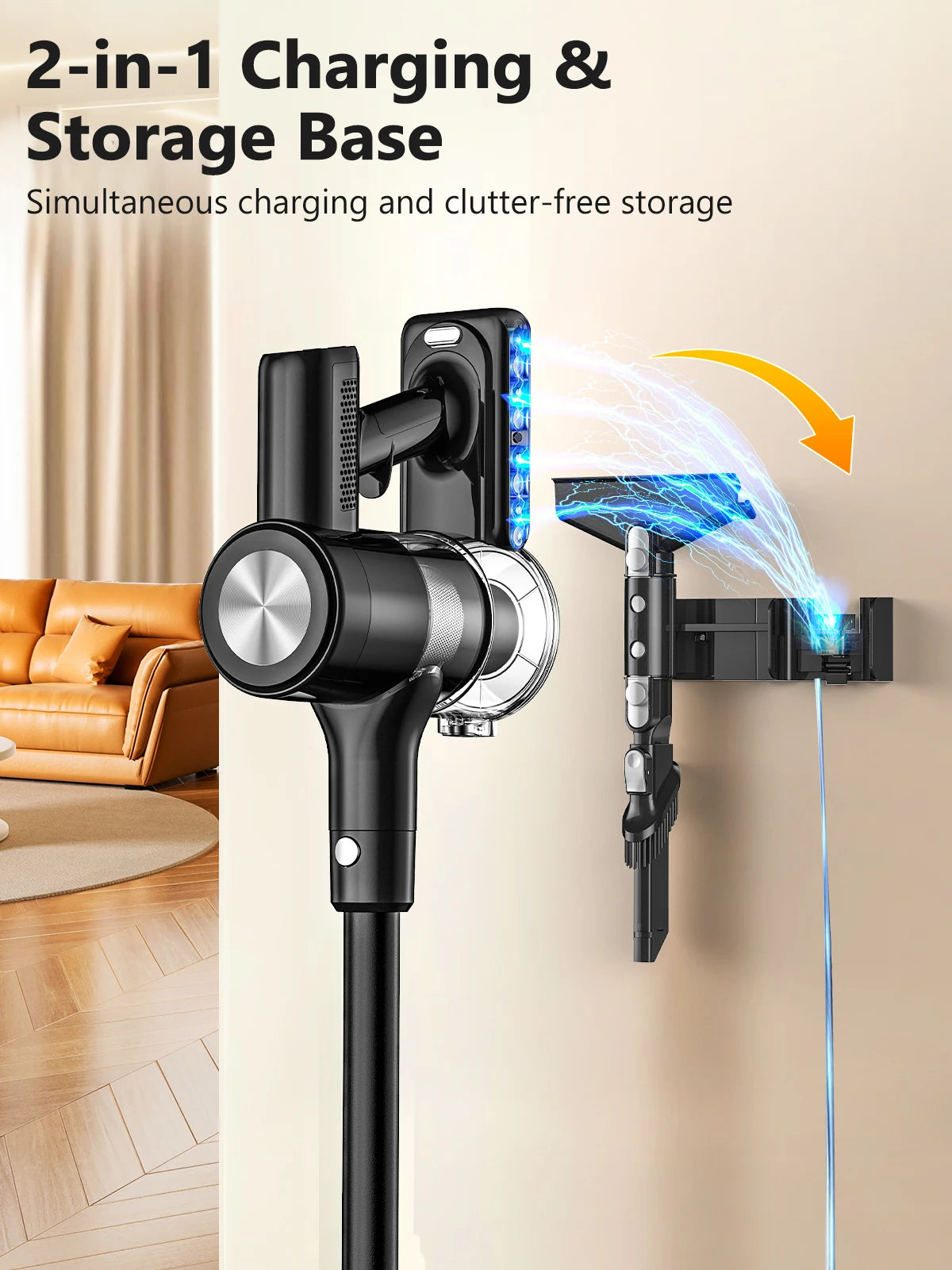 SUXIANGVAC Cordless Vacuum Cleaner 46KPa 55 Min Self Standing Lightweight For Home Pet Hair Hard Floors Carpets
