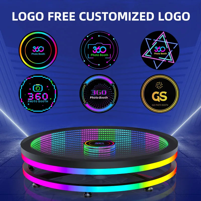 360 Photo Booth 31.5 Inch For 3 People RGB Ring Light Glass