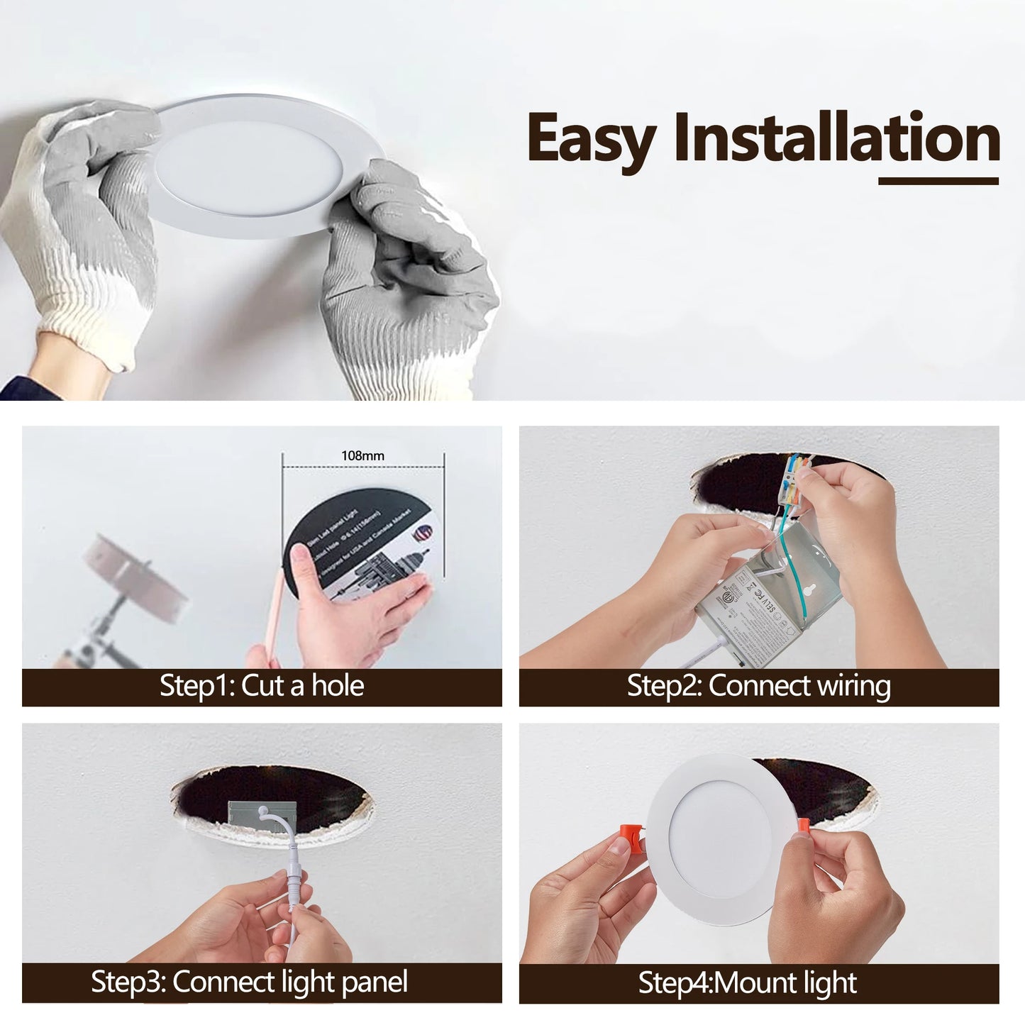 Arlgsite 12 Pack LED Recessed Lights With Dimmable Junction Box