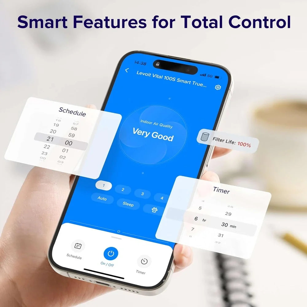 Smart Air Purifier For Medium Room 3 Stage Filtration Remote