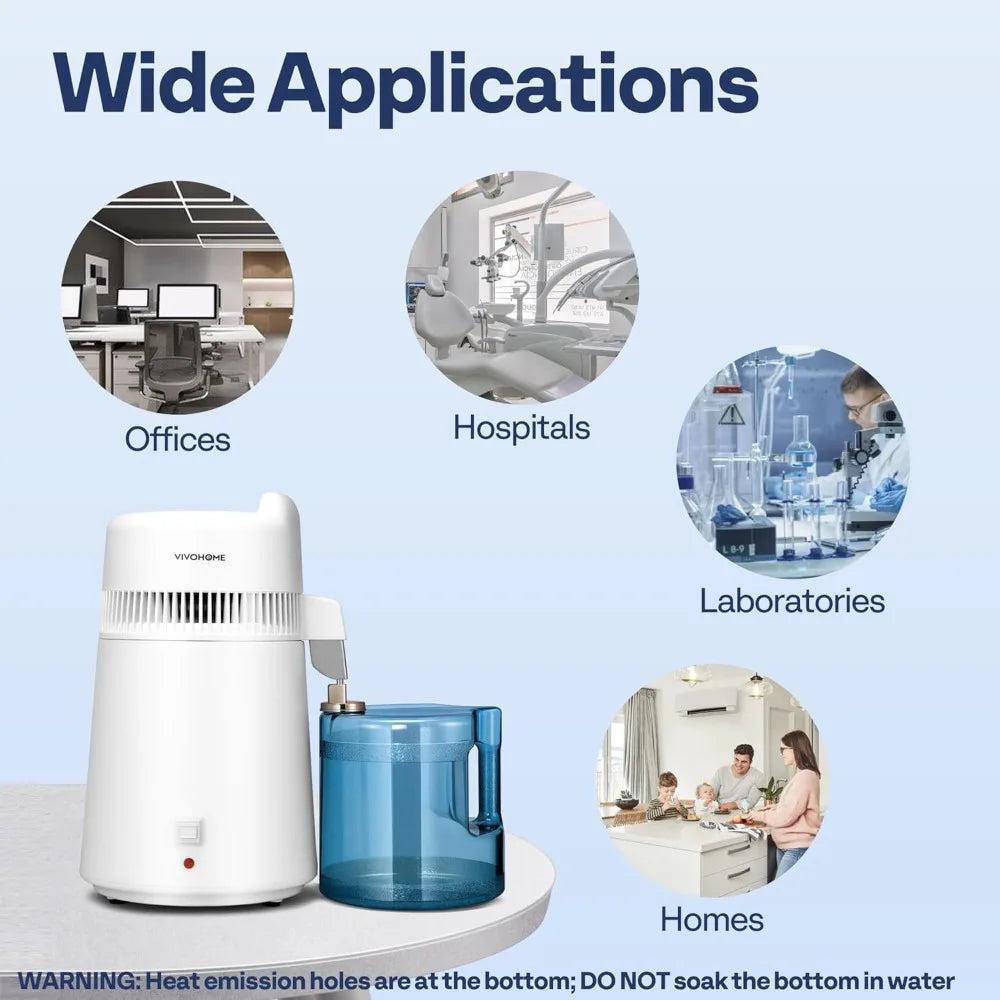 Water Distiller Countertop 1.6 Gallon/6L 900W Distilled Water Machine with Smart Switch Purifier Filter for Home Office, White