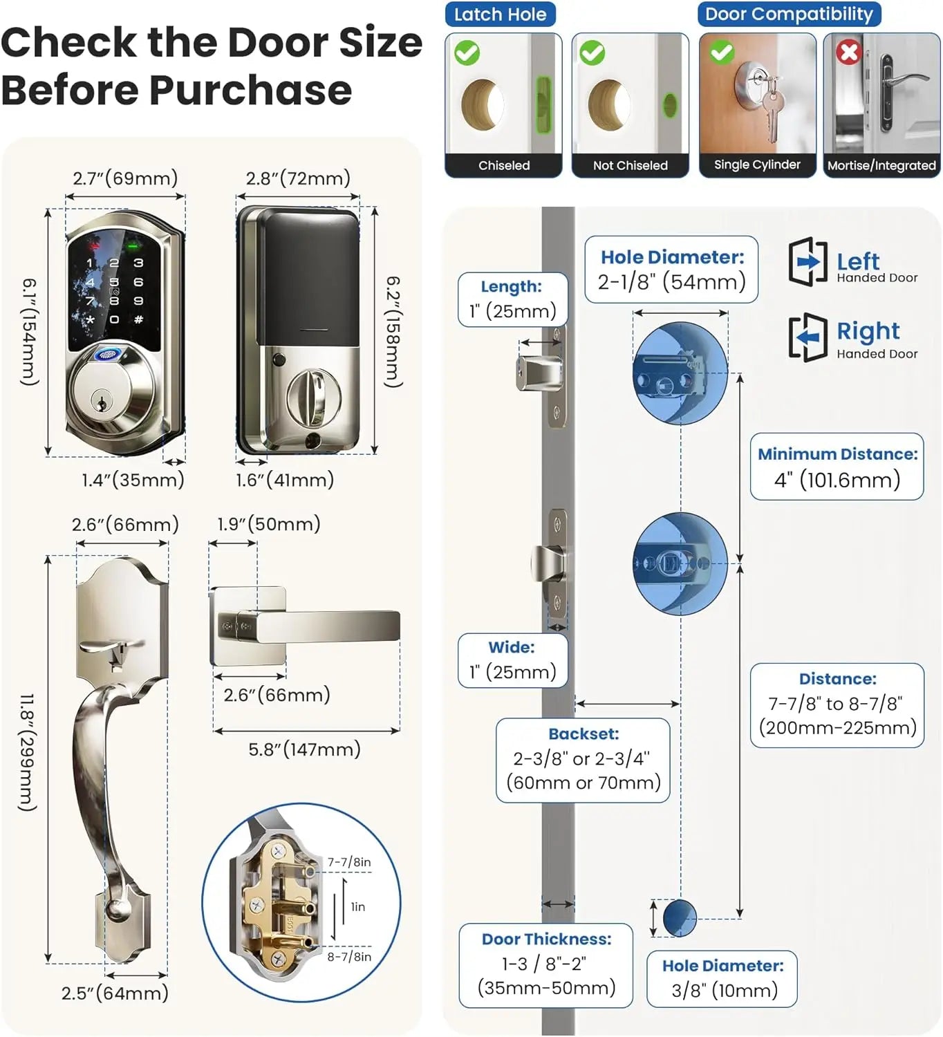 Veise VE017 Fingerprint Smart Door Lock App Control 7 In 1