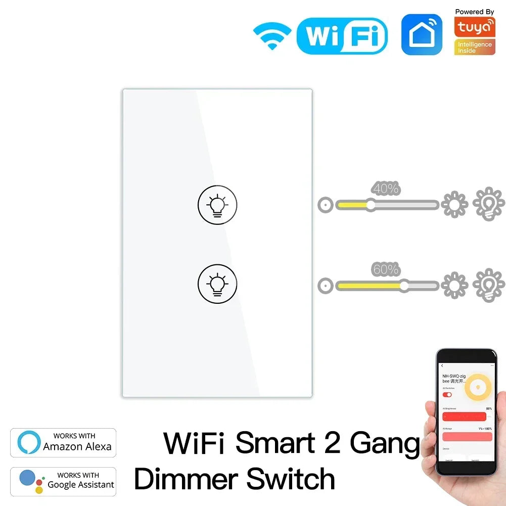 MOES Tuya WiFi Multi Gang Dimmer Switch 1 2 3 Alexa Google
