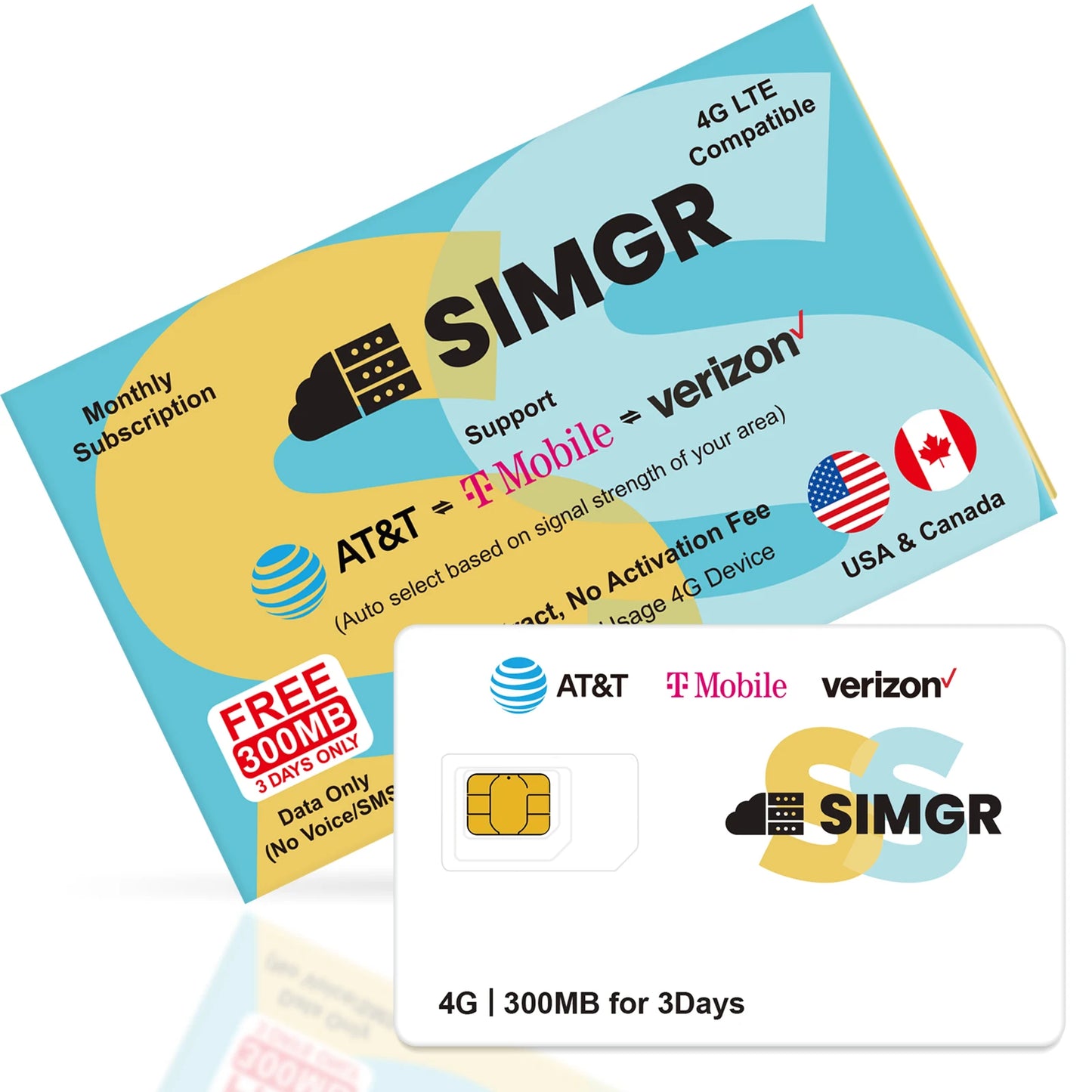 3 Day 300MB Prepaid Data SIM GPS Compatible AT and T Mobile
