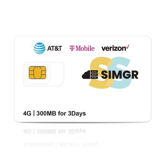 3 Day 300MB Prepaid Data SIM GPS Compatible AT and T Mobile