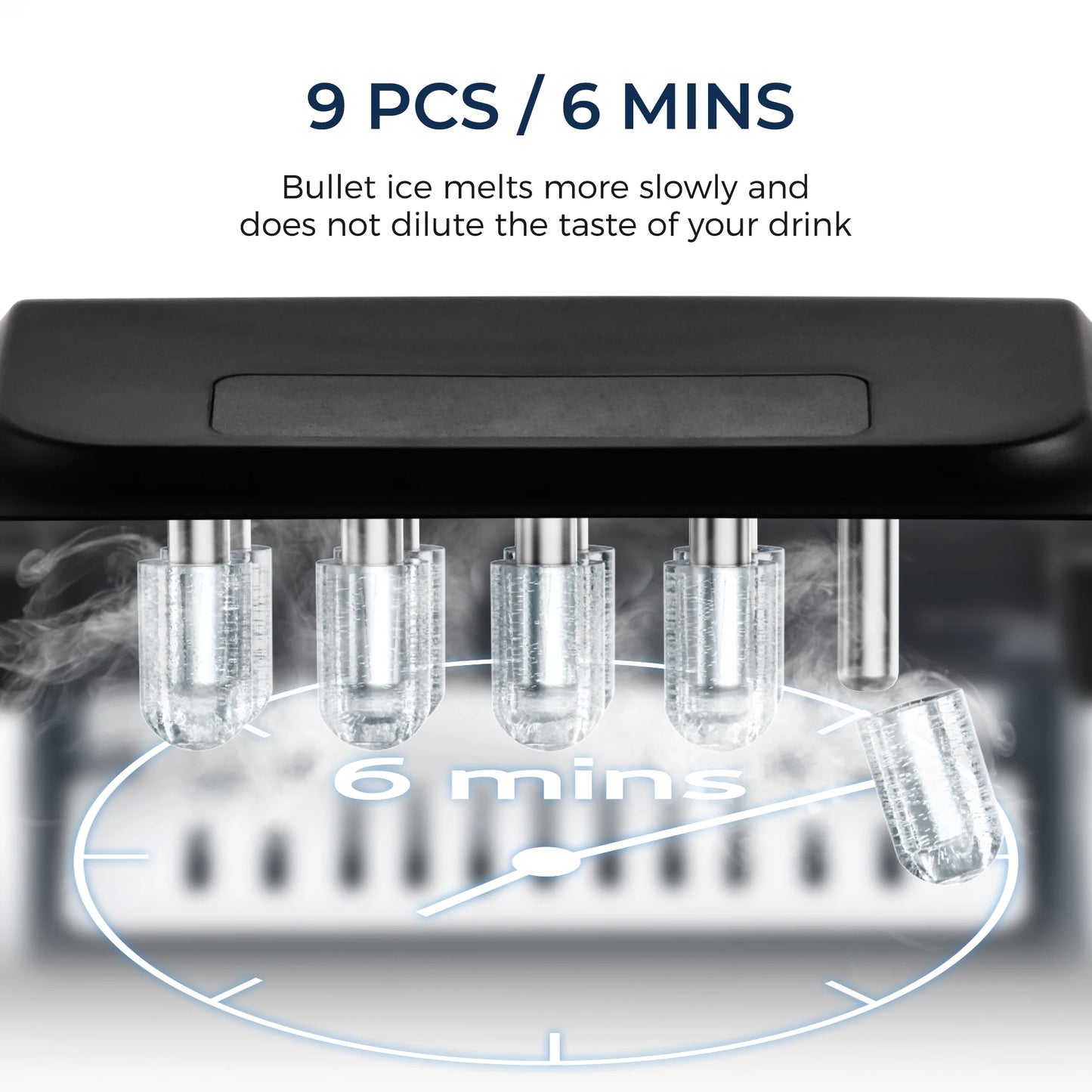 SIMZLIFE Portable Ice Maker 26.5lbs per Day Bullet Ice