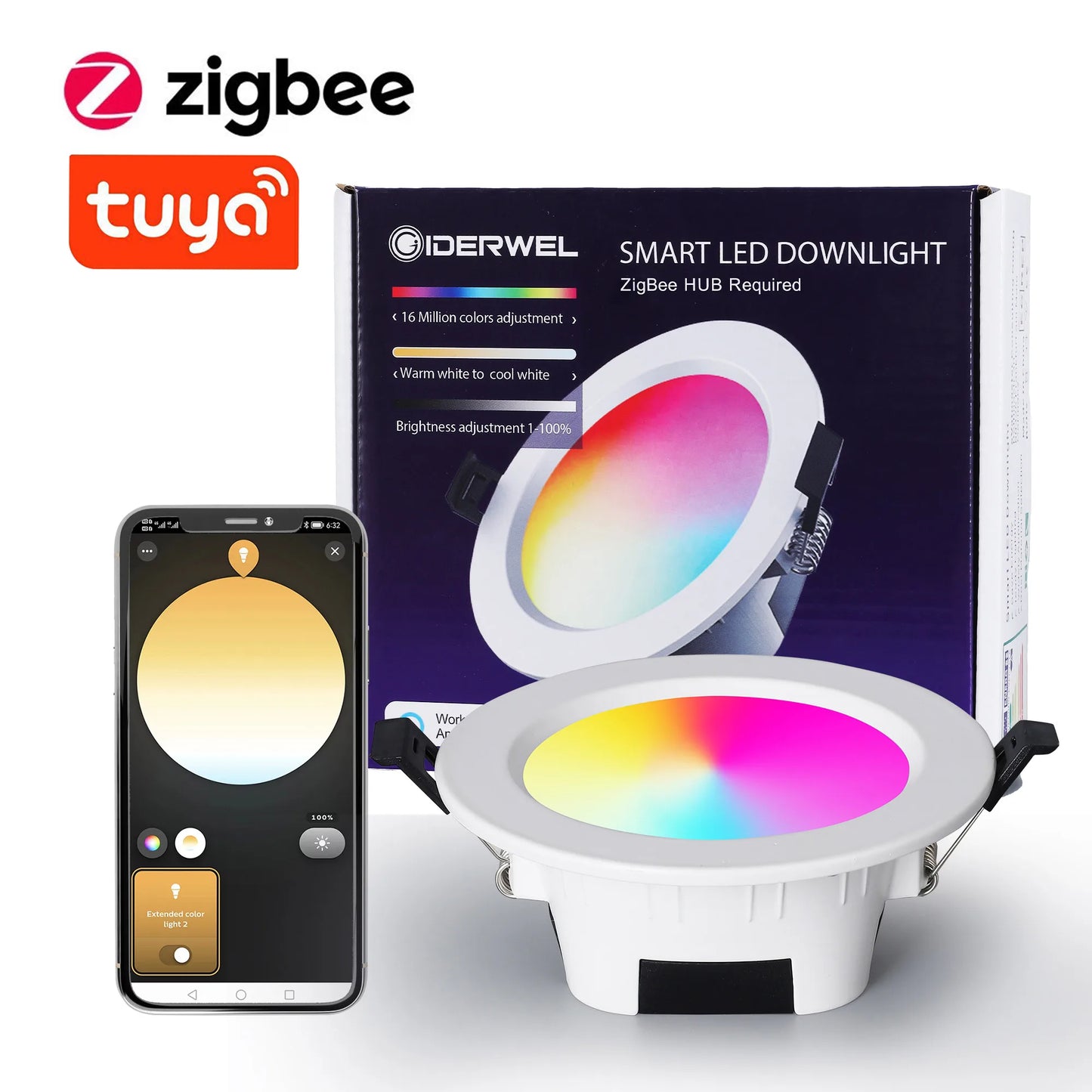 Smart Zigbee 3.0 LED Downlight 4 Inch RGB CW WW Recessed