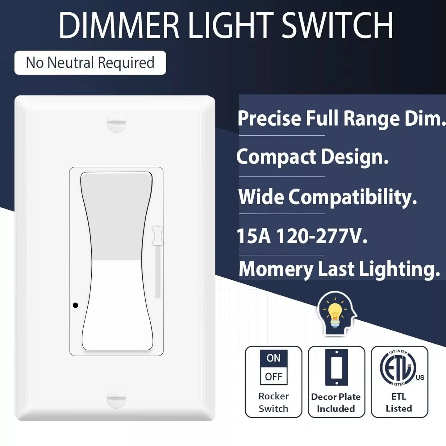 2 Pack Decora Dimmer Switch Pole 3 Way LED Incandescent CFL