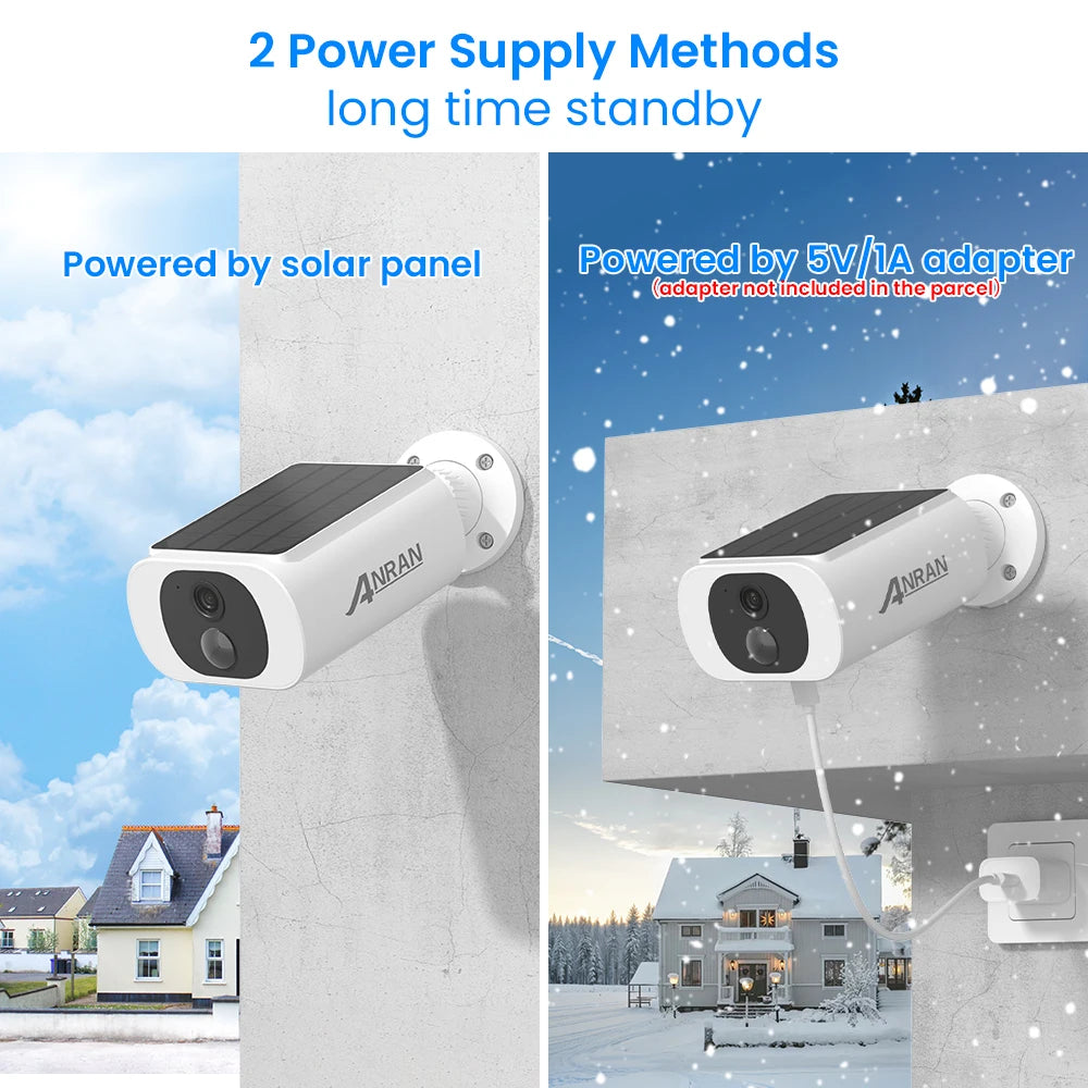 ANRAN Outdoor Wireless Camera 2.4GHz 3MP Solar Floodlight