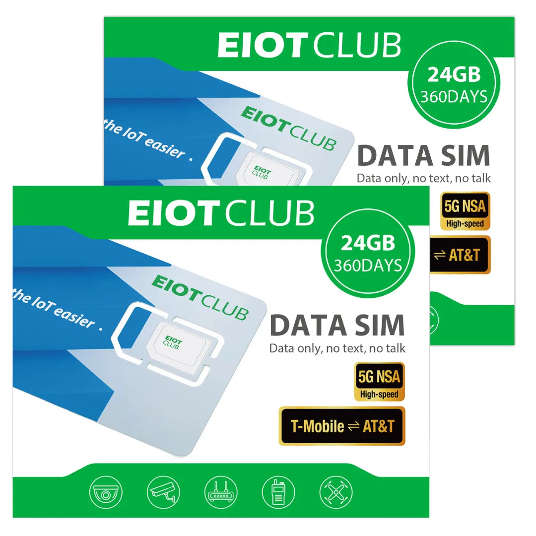EIOTCLUB Prepaid Data SIM Card 24GB 360 Day 5G 4G LTE IoT