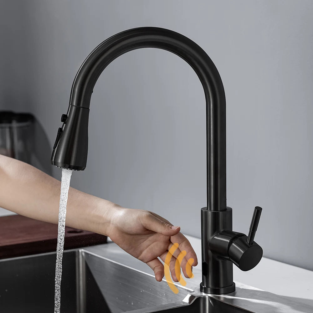 DQOK Touchless Infrared Kitchen Faucet With Brushed Finish