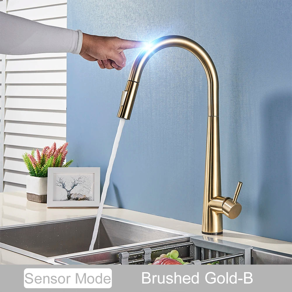 MyQualife Pull Out Sensor Kitchen Faucet With Touch Control
