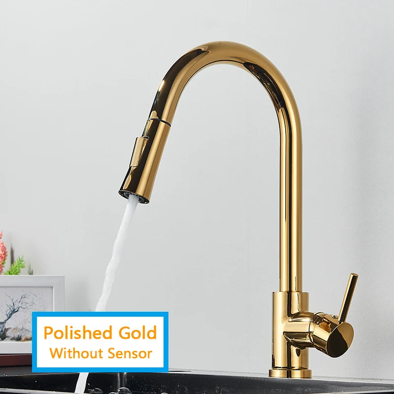Rozin Smart Touch Kitchen Faucet Brushed Gold PulloutSensor