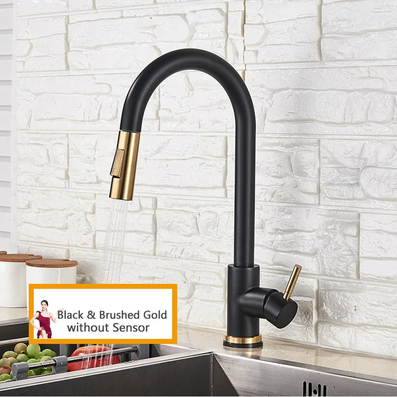 Rozin Smart Touch Kitchen Faucet Brushed Gold PulloutSensor