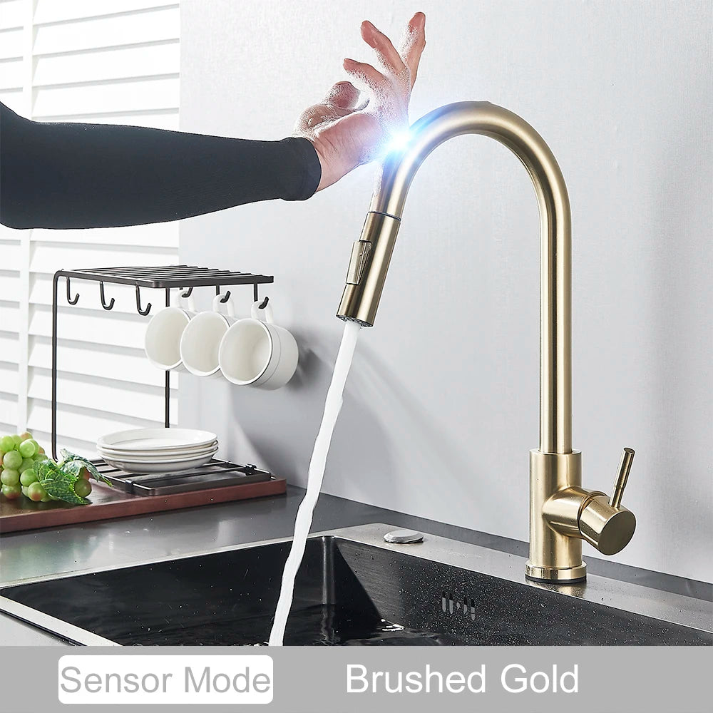 MyQualife Pull Out Sensor Kitchen Faucet With Touch Control