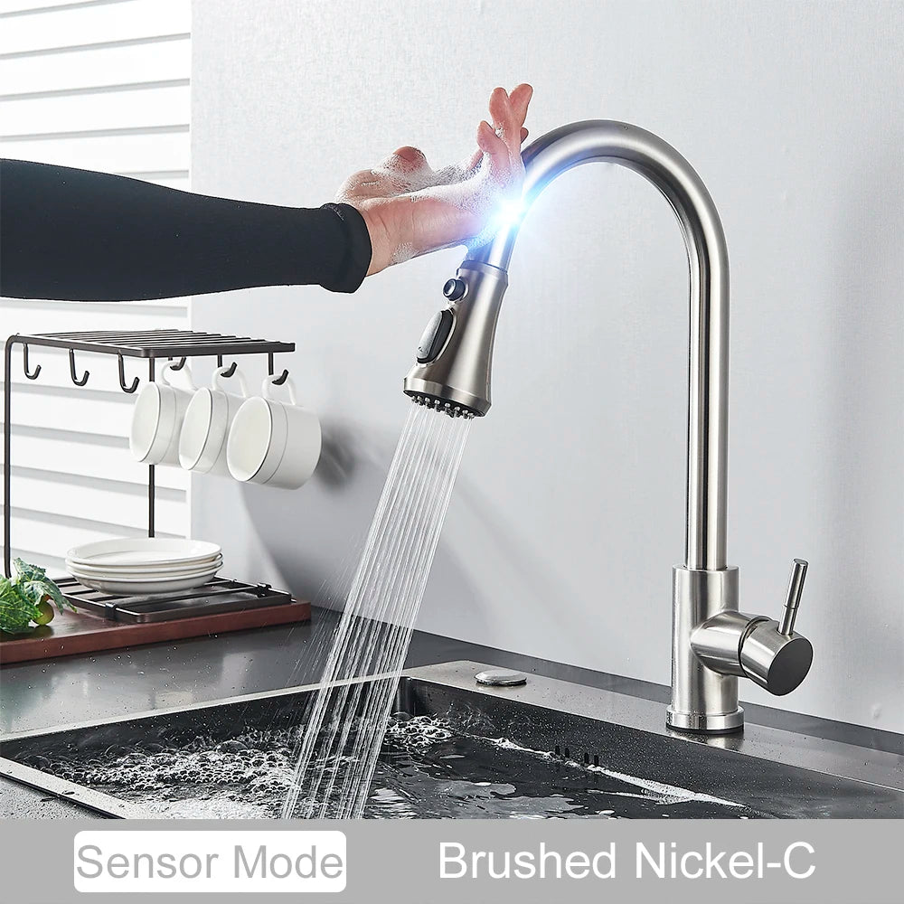 MyQualife Pull Out Sensor Kitchen Faucet With Touch Control