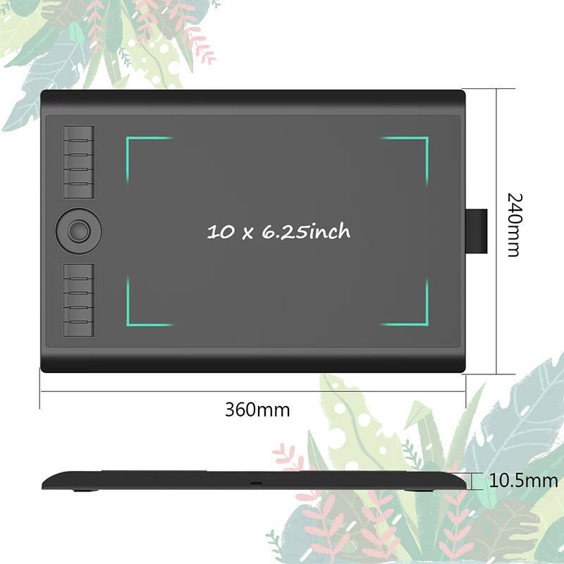 GAOMON M10K Pro 10x6.25 Pen Tablet 8192 Stylus OTG Support