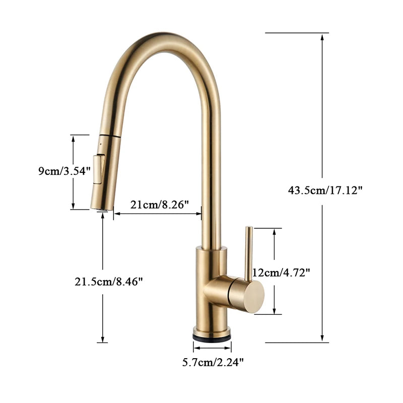 Rozin Smart Touch Kitchen Faucet Brushed Gold PulloutSensor