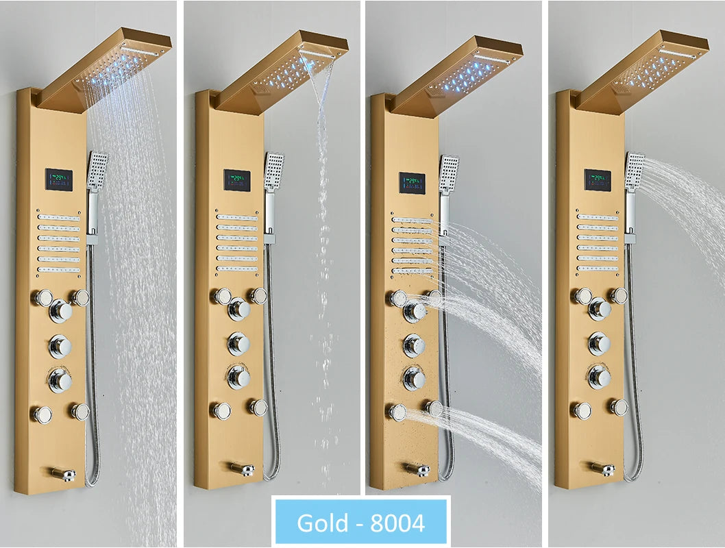 Led Shower Panel Tower System With Rainfall Massage Display
