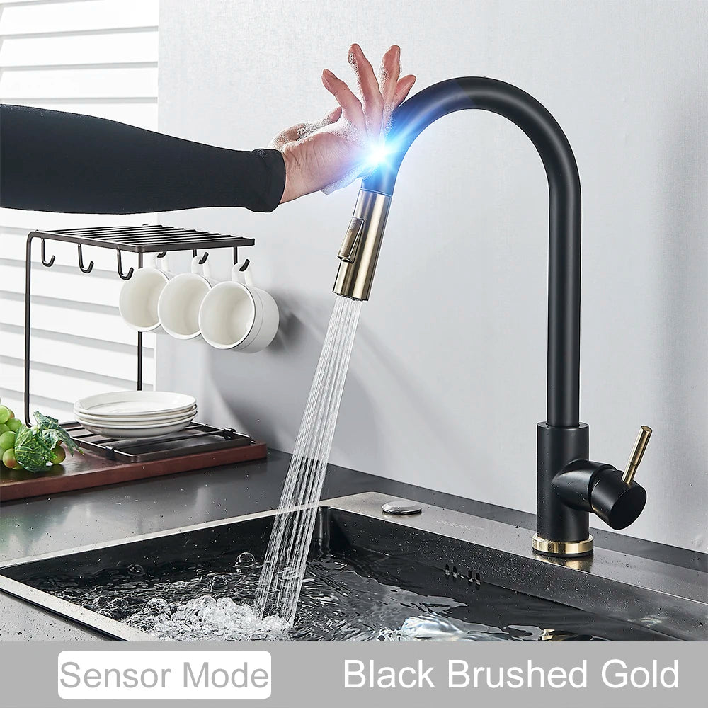 MyQualife Pull Out Sensor Kitchen Faucet With Touch Control