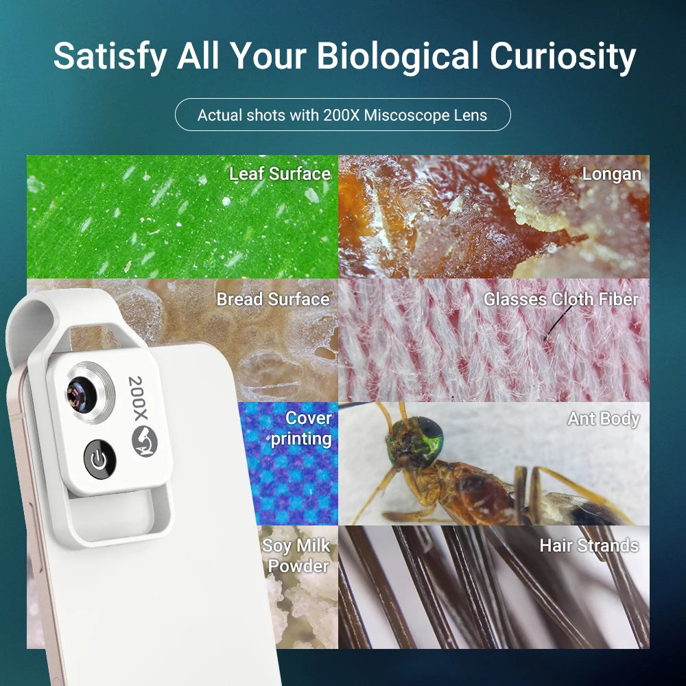 Apexel 200X Microscope Lens With CPL Mobile LED Light