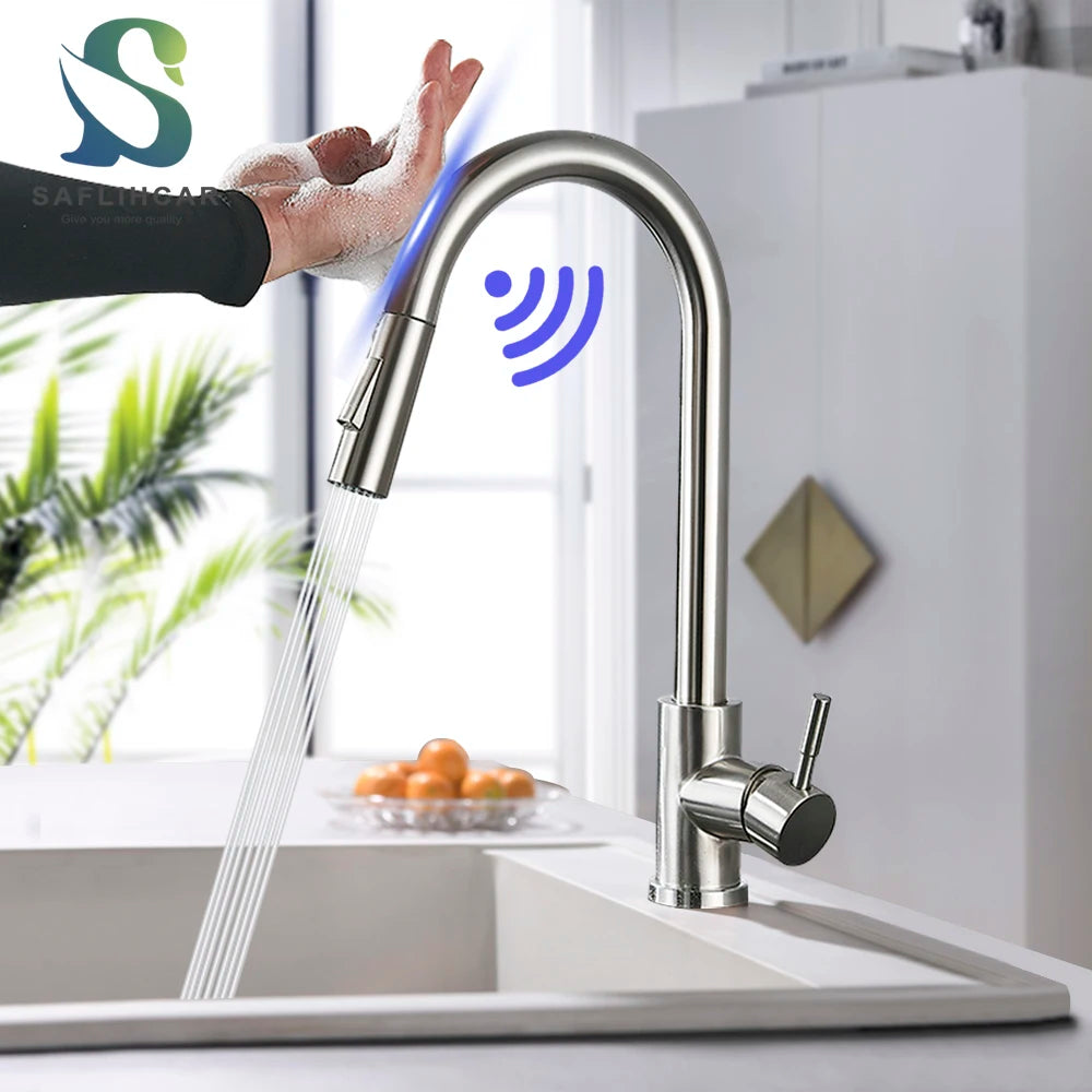Teck Gadget Sensor Touch Kitchen Faucet With Pull Out Spout