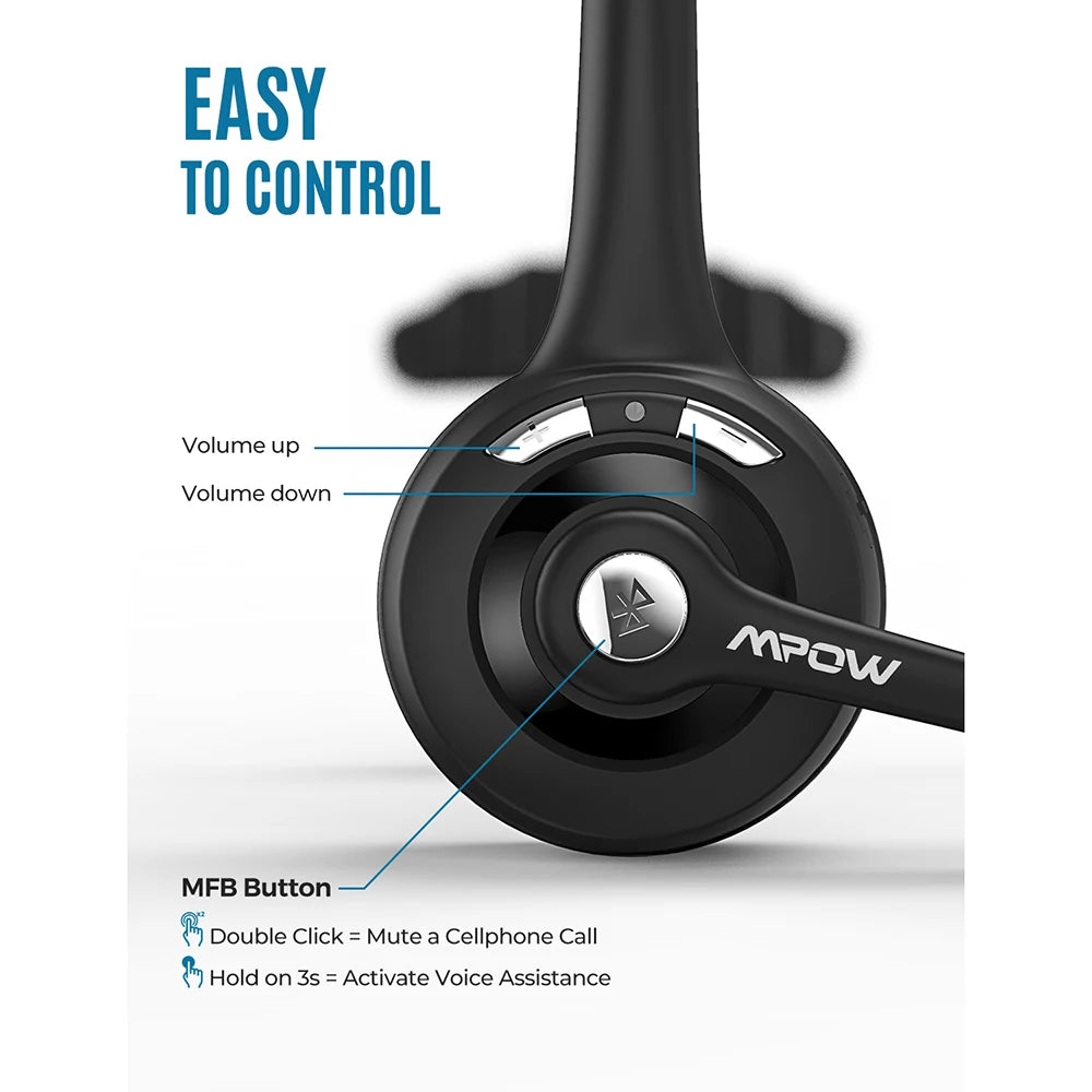 Mpow Pro Office Wireless Bluetooth Headphones With Mic