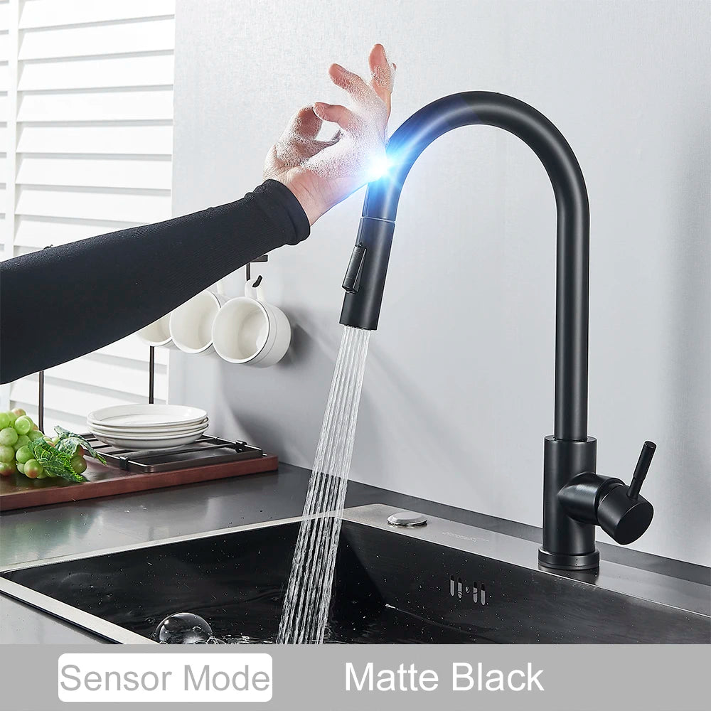 MyQualife Pull Out Sensor Kitchen Faucet With Touch Control