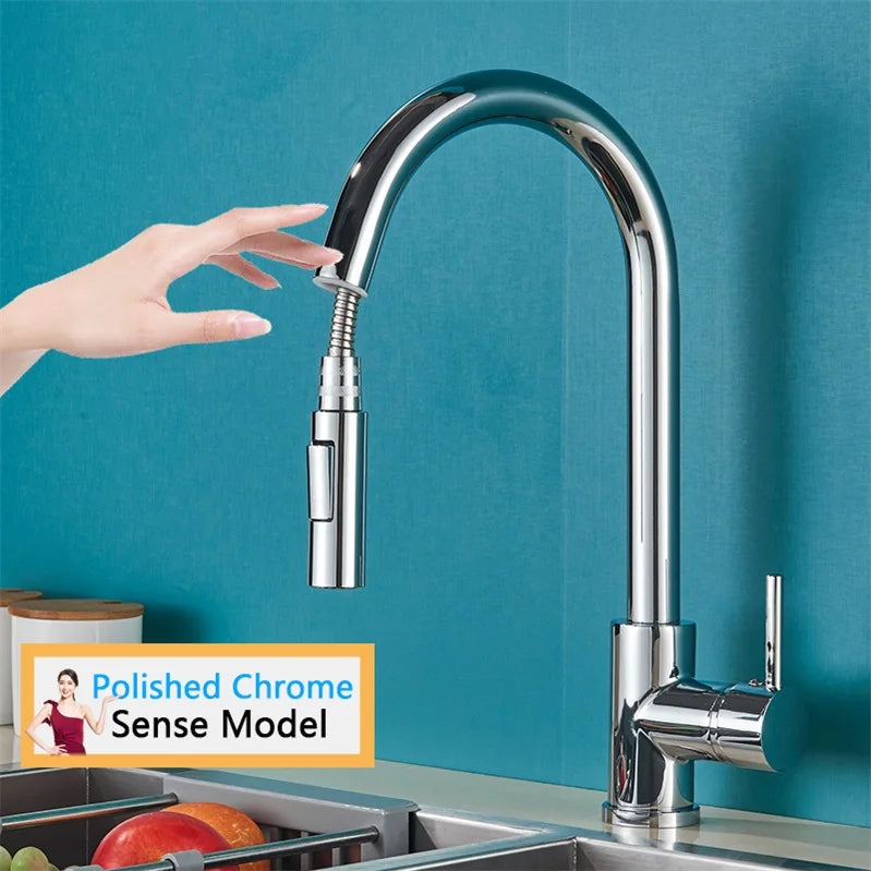 Rozin Smart Touch Kitchen Faucet Brushed Gold PulloutSensor