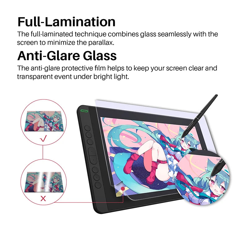 HUION Kamvas 13 Graphic Tablet Monitor 120%sRGB Battery-Free Pen Display Drawing Monitor 8192 Levels Pen with Express Keys Gamut