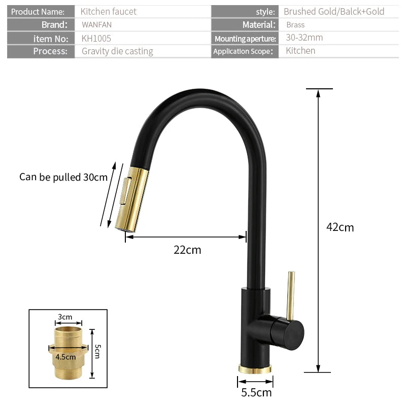 WANFAN Sensor Kitchen Faucet Inductive Touch Single Handle