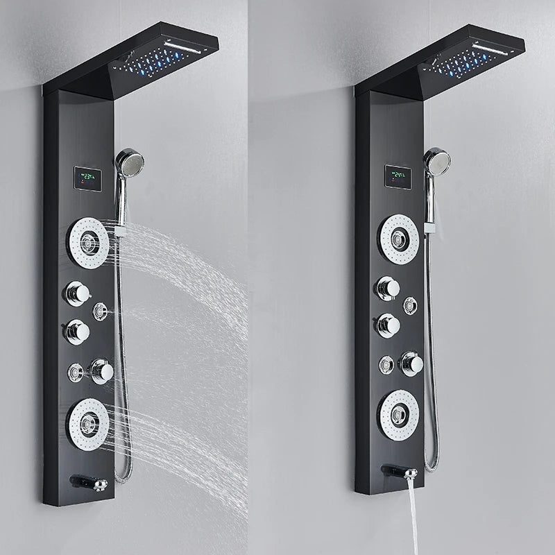 Led Shower Panel Tower System With Rainfall Massage Display