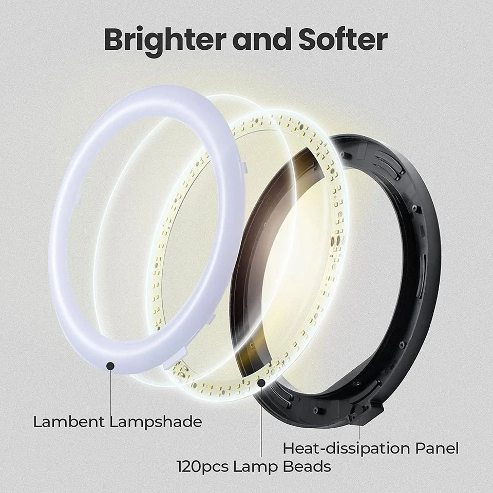 10 Inch LED Selfie Ring Light Dimmable Bi Color 3200K 5600K