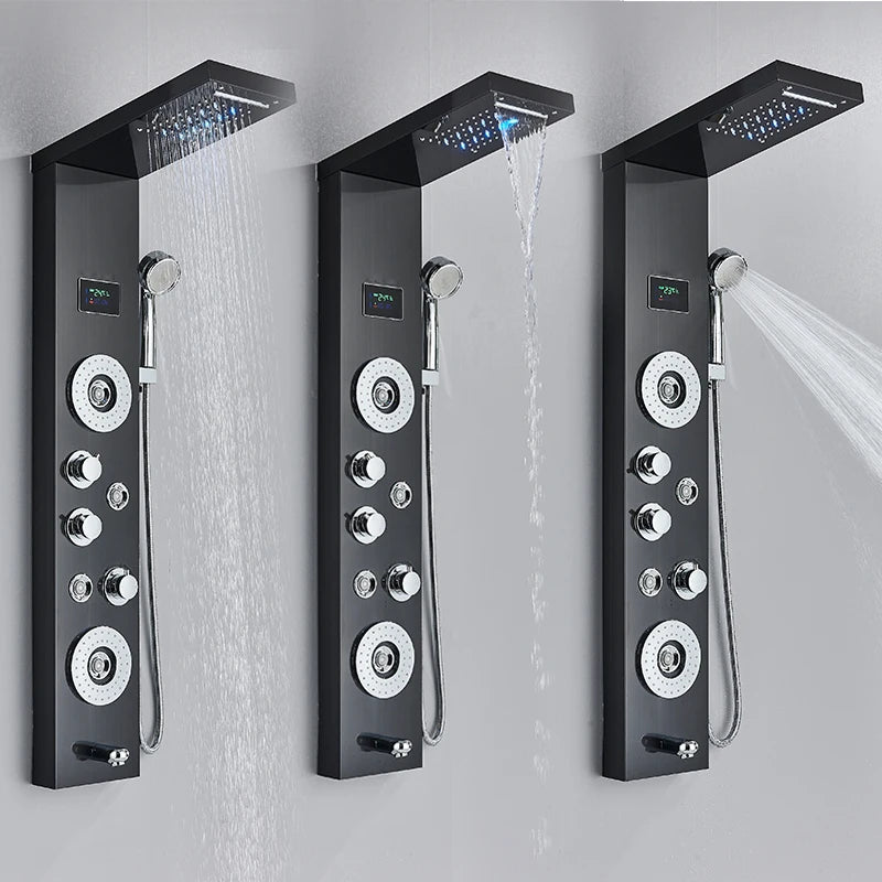 Led Shower Panel Tower System With Rainfall Massage Display