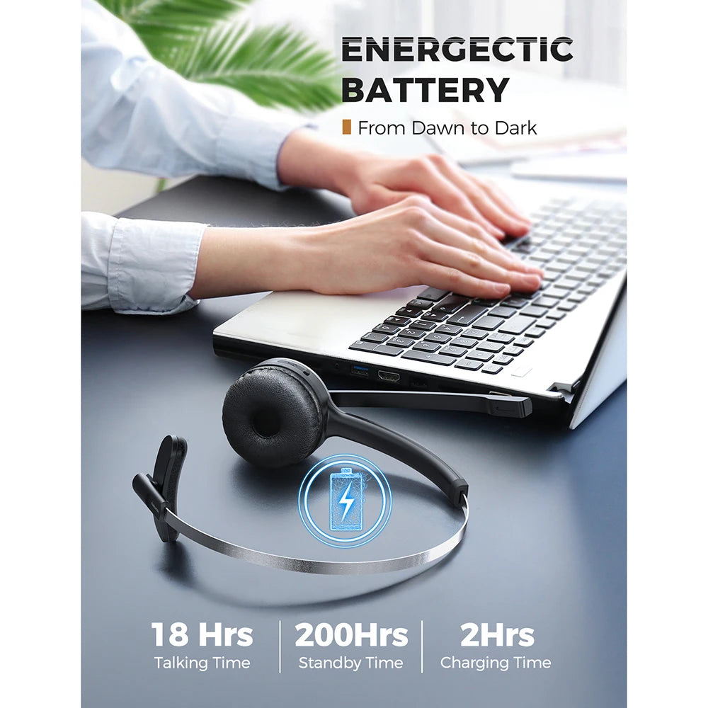 Mpow M5 Bluetooth Headset With Mic For Truck Driver