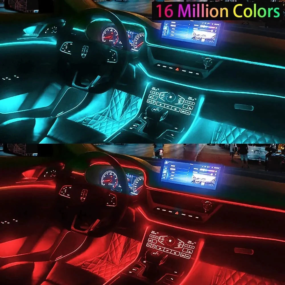 LED Car Interior Strip Lights RGB Kit With App Remote